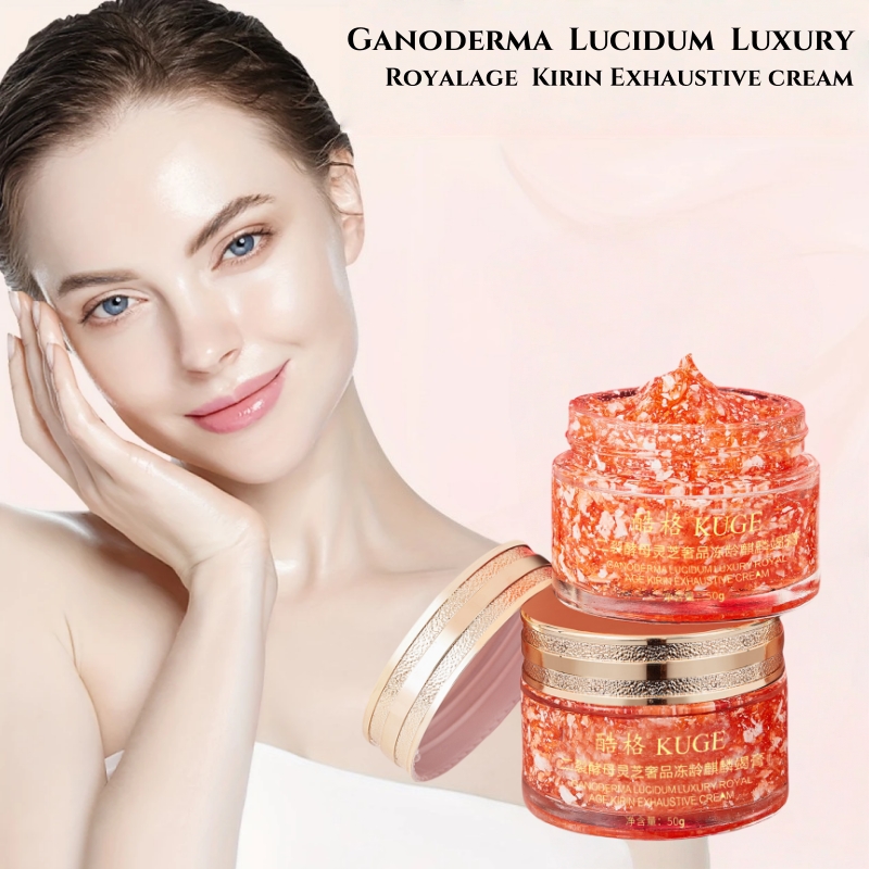 Luxury Natural Skincare - ビフィド酵母と霊芝を配合した贅沢なアンチエイジングクリーム50g。貴重な黒霊芝エッセンス配合で、自然な美しさを保ち、輝きのある滑らかな肌の質感を実現し、肌に潤いを与え、しわや小じわを軽減し、繊細なケアを提供し、肌を潤し、輝きを与えます。低刺激性でアルコールフリー、すべての肌タイプに適しています。男女兼用、必須のスキンケア製品です。