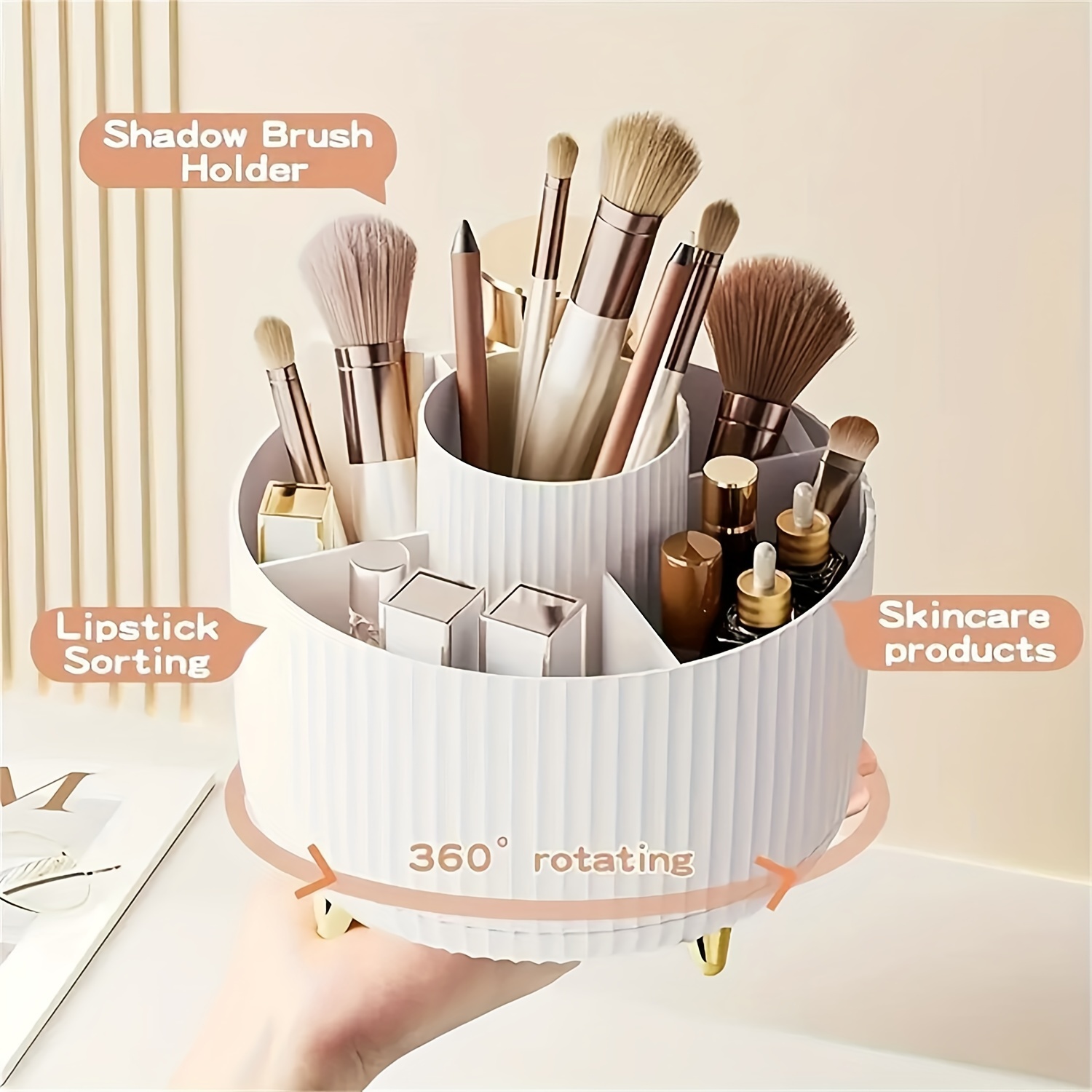 360度回転式化粧品収納ボックス - 5つのコンパートメント - Luxury Skincare Design のレビューと価格