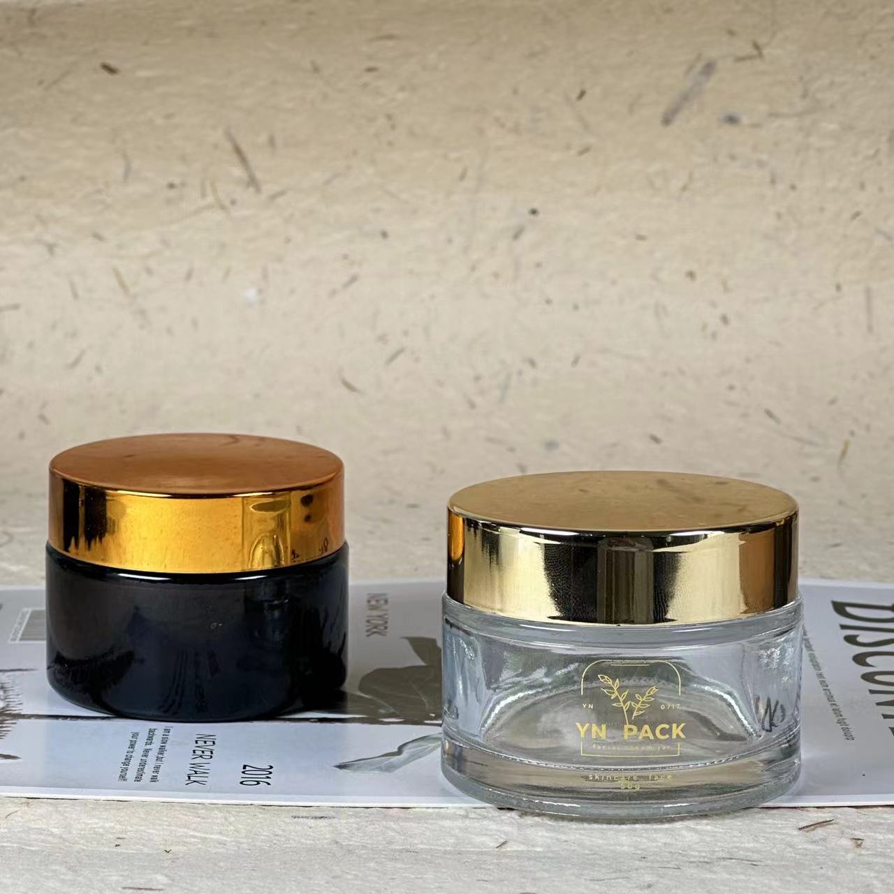 つや消しガラスコスメティックジャー,ゴールドキャップ,コスメ - Luxury Skincare Jars のレビューと価格