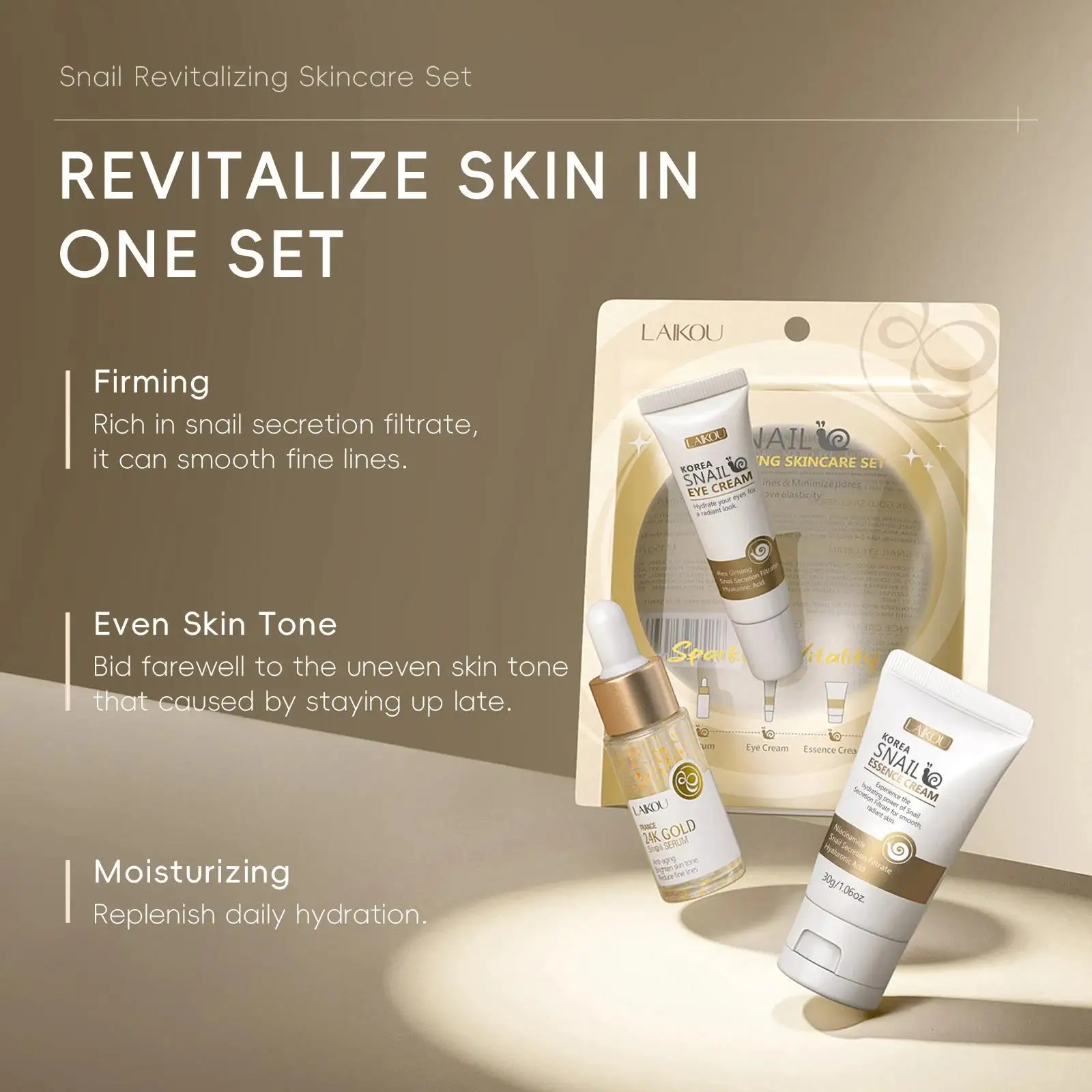24Kゴールドスネイルリペアセラムアイクリームエッセンスセッ - Luxury Natural Skincare のレビューと価格