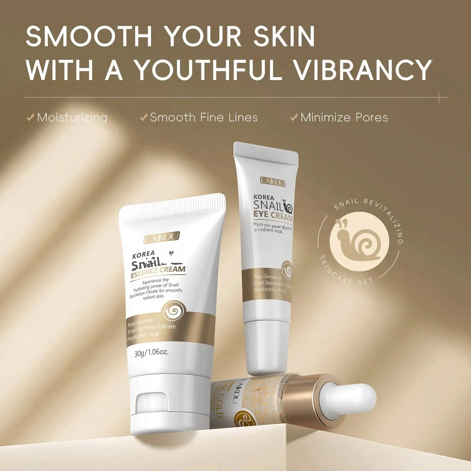 24Kゴールドスネイルリペアセラムアイクリームエッセンスセッ - Luxury Natural Skincare のレビューと価格