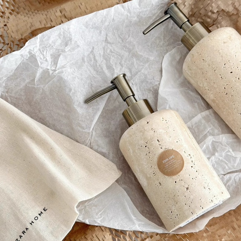 天然石ローションディスペンサー、詰め替え可能な石鹸ボトル、ス - Luxury Natural Skincare のレビューと価格