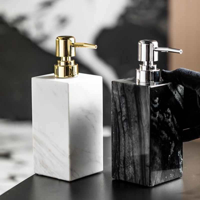 天然大理石のソープディスペンサーボトル、滑り止めバスルームロ - Luxury Natural Skincare のレビューと価格